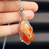 Stainless Steel Crystal Stone Holder Empty Cage Interchangeable Pouch Necklace