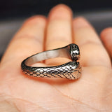 Size Q - Solid Stainless Steel Gothic Snake Ring