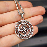 Solid Stainless Steel Round Celtic Knot Pendant & Chain Necklace