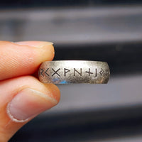 Size Y, T - Oxidized Stainless Steel Rustic Viking Rune Ring