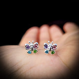 Childrens 925 Sterling Silver & CZ Butterfly Stud Earrings