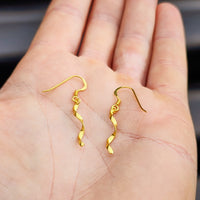 Solid 925 Sterling Silver Gold Twisted Hook Earrings