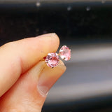 6mm Pink CZ & Solid 925 Sterling Silver Round Stud Earrings