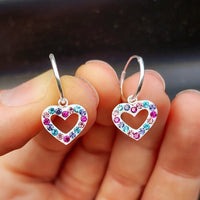 12mm Colorful CZ & Solid 925 Sterling Silver Heart Hoop Earrings