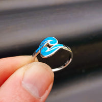 (R) Solid 925 Sterling Silver & Created Opal Koru Ring