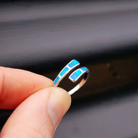 (O) Solid 925 Sterling Silver & Created Opal Split Shank Ring