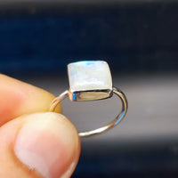(O) Solid Sterling Silver & Moonstone Handmade Solitaire Ring