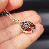 100% Solid Sterling Silver & Natural Amber Handmade Tree of Life Pendant Necklace