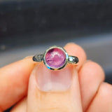 (O) Solid Sterling Silver & Natural Amethyst Stone Handmade Solitaire Ring