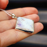 Solid Sterling Silver & Purple Tiffany Japer Stone Handmade Pendant & Chain Necklace