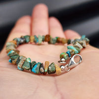 Solid Sterling Silver & Natural Turquoise Chip Bracelet