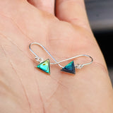 Solid 925 Sterling Silver & Paua Triangle Hook Earrings