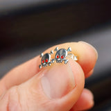 925 Sterling Silver & Red CZ Skull & Crossbones Stud Earrings