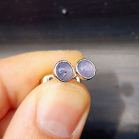 Natural Tanzanite & Solid Silver Round Stud Earrings
