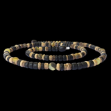 Surfer Necklace - Light Brown & Black Coconut Beads with Raw Green Amber
