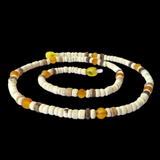 Surfer Necklace - White Coconut Beads with Raw Honey Amber