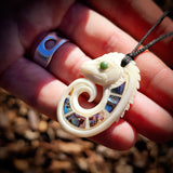 Taniwha Koru Bone Carving Pendant Necklace - NZ Maori Inspired