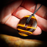 30mm Natural Tigers Eye Donut Pendant Necklace