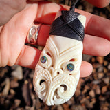 Tiki Toki Bone Carving Pendant Necklace - NZ Maori Inspired