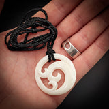Triple Koru Bone Carving Pendant Necklace