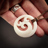 Triple Koru Bone Carving Pendant Necklace