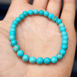 Adults 6mm Turquoise Stones Elastic Bracelet