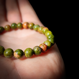6mm Natural Unakite Bead Bracelet