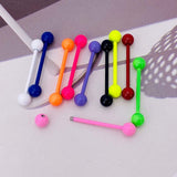 Vibrant Colored Stainless Steel Tongue Bar Piercing Barbell - 14G