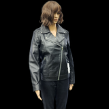 50% OFF SALE. Viper Black - Womens REAL Genuine Leather Jacket - Black Side Zip