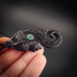 Wahine Toa Black Bone Carving Pendant Necklace