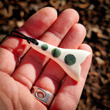 Whale Tail Jade & Bone Carving Pendant Necklace - NZ Maori Inspired