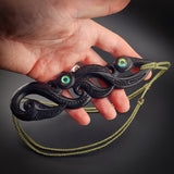 XXL Double Manaia Black Bone Carving Pendant Necklace