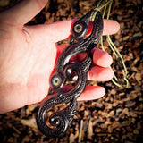 XL Double Manaia Black Bone Carving Pendant Necklace - NZ Maori Inspired
