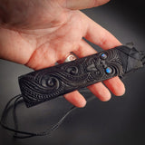 XL Tiki Toki Black Bone Carving Pendant Necklace