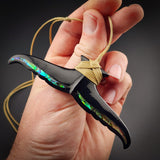 Whale Tail Black Bone Carving Pendant Necklace