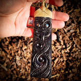 XL Tiki Toki Black Bone Carving Pendant Necklace - NZ Maori Inspired