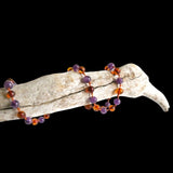 Amber Teething Necklace - Polished Cognac & Amethyst