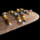 Amber Teething Necklace - Raw Mixed Amber & Aquamarine