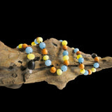 Amber Teething Necklace - Raw Butter, Pine Wood & Aquamarine