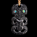 Hei Tiki XL Black Bone Carving Pendant Necklace