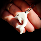 Natural Carved Maori Bone Carving Pendant Necklace - Dolphin
