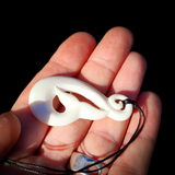 Natural Carved Maori Bone Carving Pendant Necklace - Whale Tail Hook