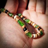 Nephrite Jade / Greenstone & Mixed Coconut Elastic Bracelet
