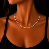 3mm Solid 925 Sterling Silver Omega Chain Necklace