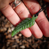 Natural Jade Fern Pendant Necklace (N1117)