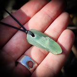 NZ Greenstone Pounamu Natural Freeform Pendant Necklace (N723)