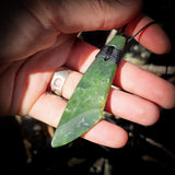 NZ Greenstone Pounamu Stylized Toki Pendant Necklace (N705)