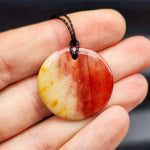 Natural Mookaite Carved Round Pendant Necklace (1BBB88)