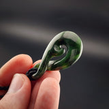 Natural Jade Koru Twist Pendant Necklace (N2261)