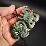 Natural Jade Side Hei Tiki Pendant Necklace (N2253)